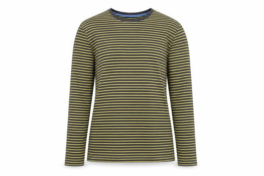 Boden Women’s Grey Yellow Striped XS Basic Long Sleeve Cotton T-Shirt