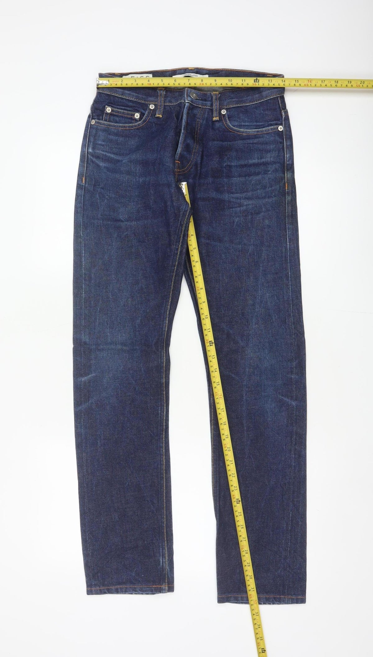 Reiss Men’s Blue 28 Straight Dark Wash 100% Cotton 5-Pocket Jeans