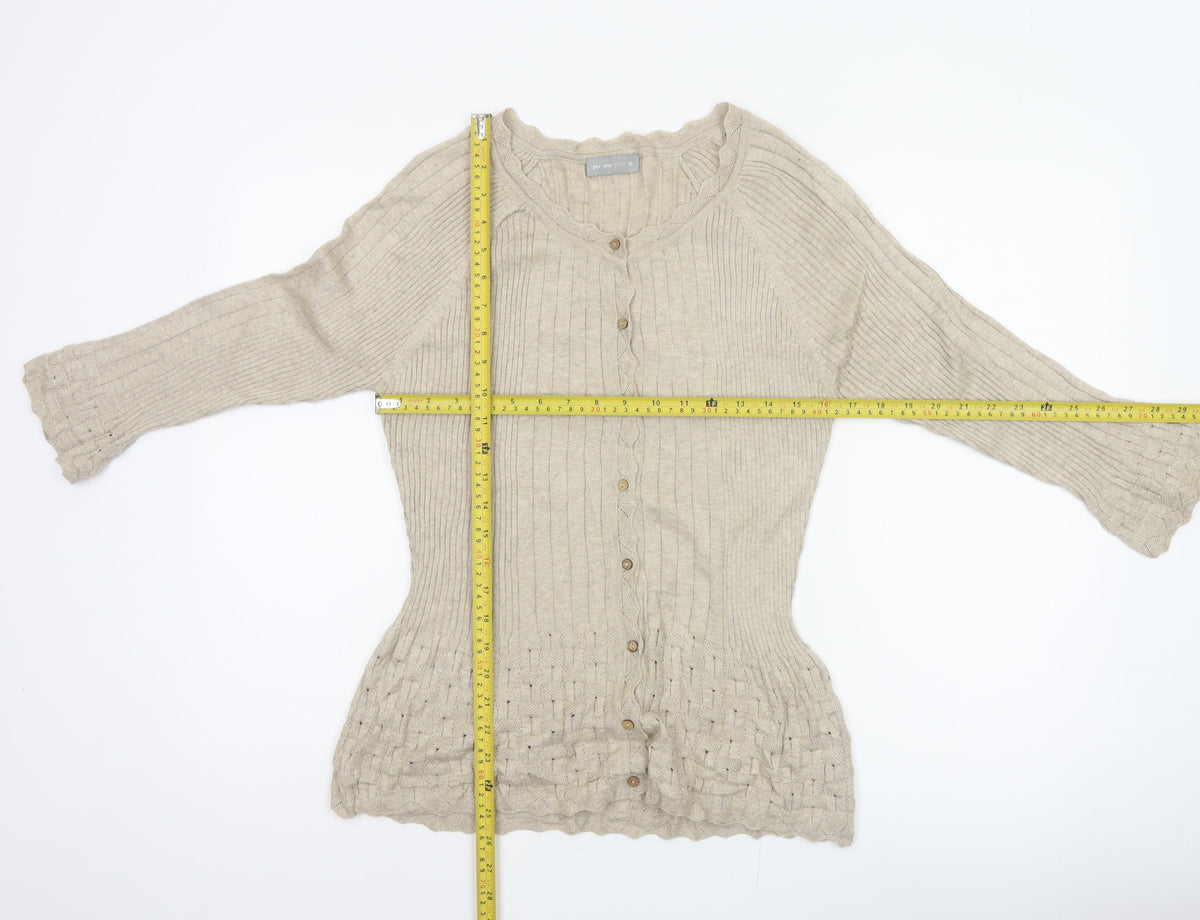 Per Una Women’s Beige Size 16 Ribbed Button Cardigan