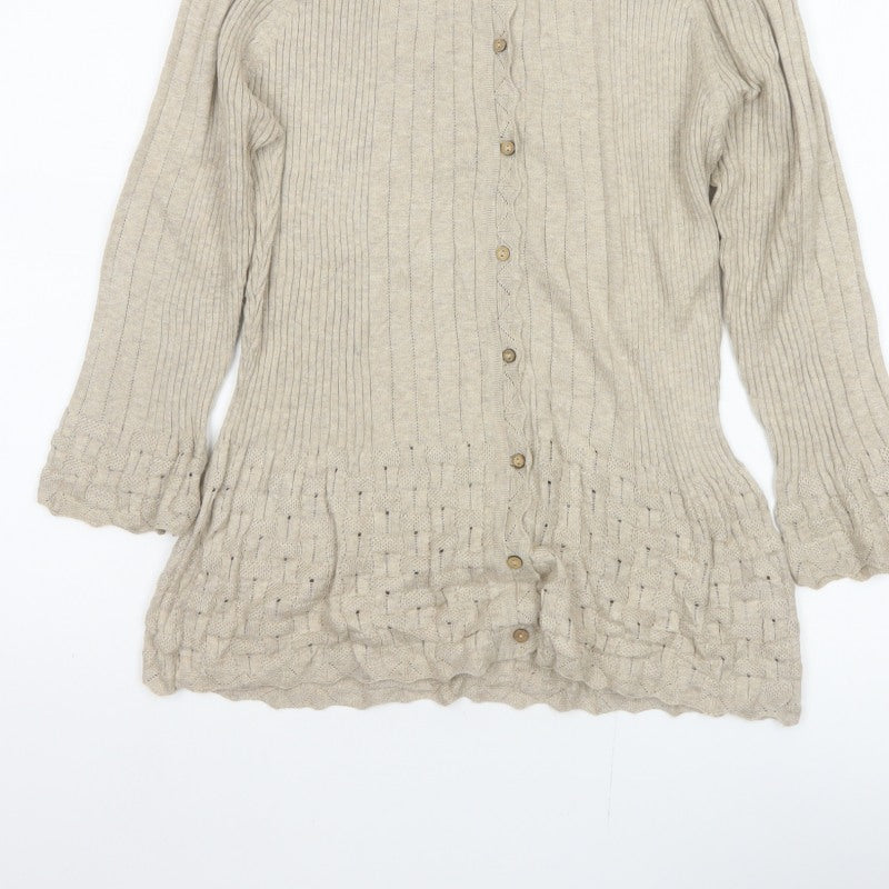 Per Una Women’s Beige Size 16 Ribbed Button Cardigan