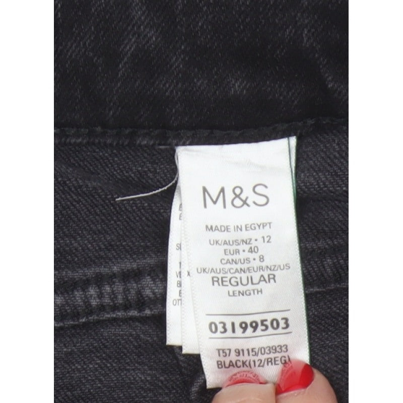 Marks & Spencer Women’s Black UK 12 High Rise Tapered Stretch Jeans