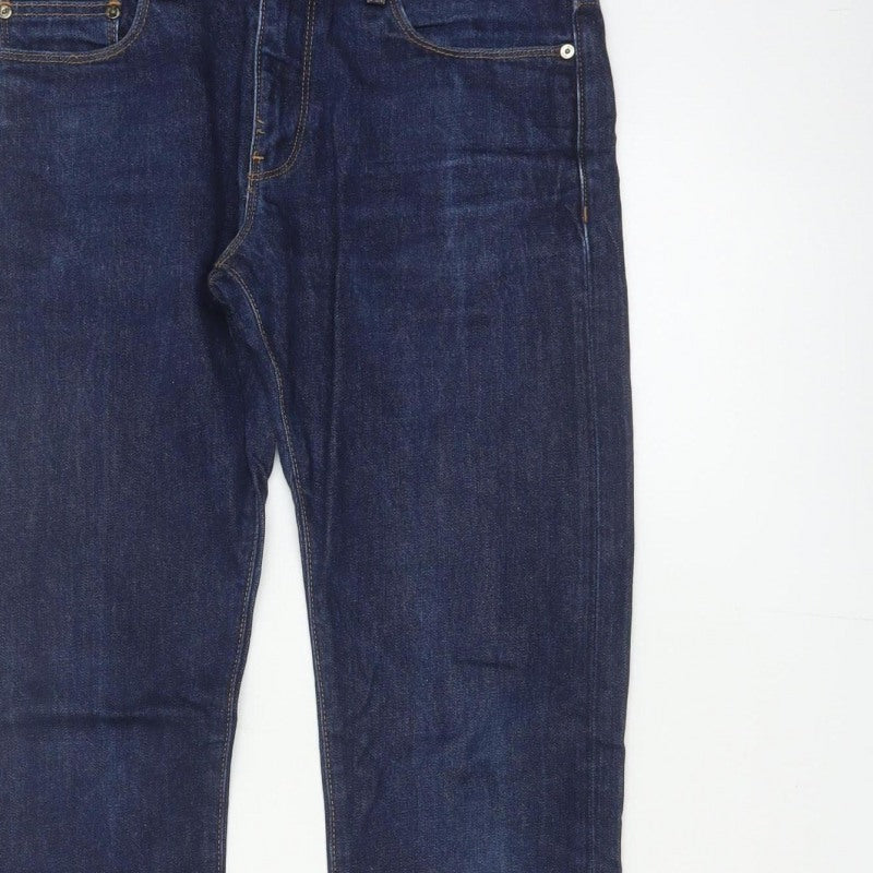 Reiss Men’s Blue 30 Slim Tapered Dark Wash Cotton Jeans