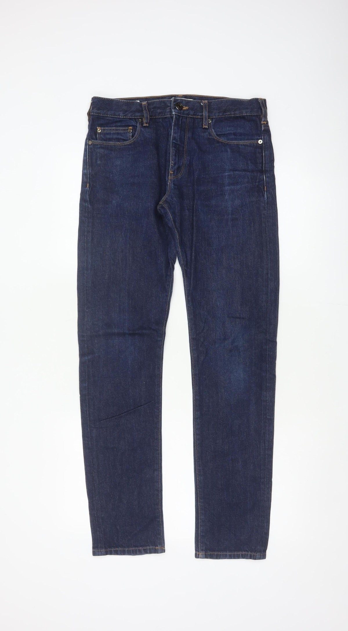 Reiss Men’s Blue 30 Slim Tapered Dark Wash Cotton Jeans
