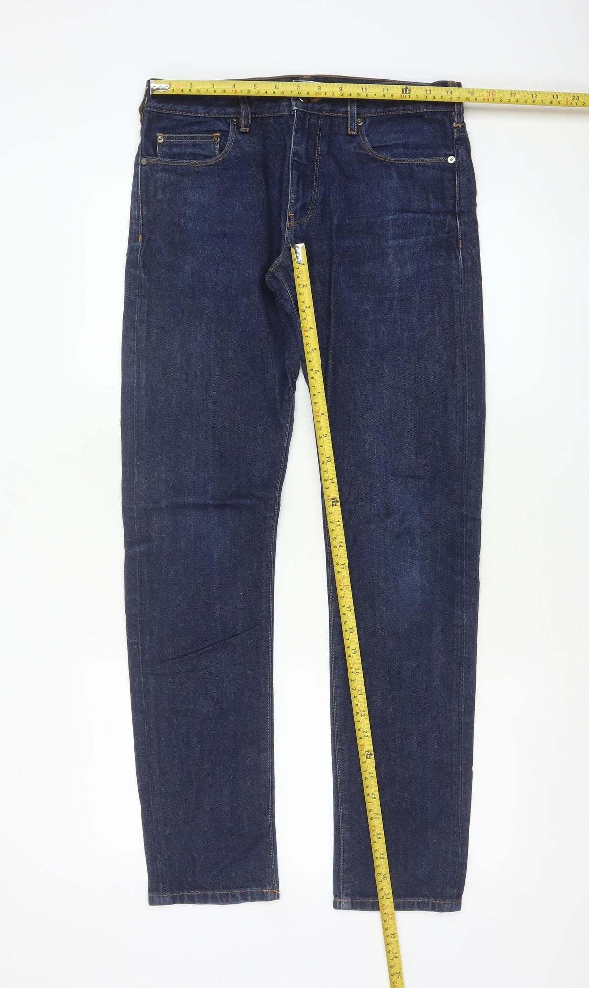 Reiss Men’s Blue 30 Slim Tapered Dark Wash Cotton Jeans
