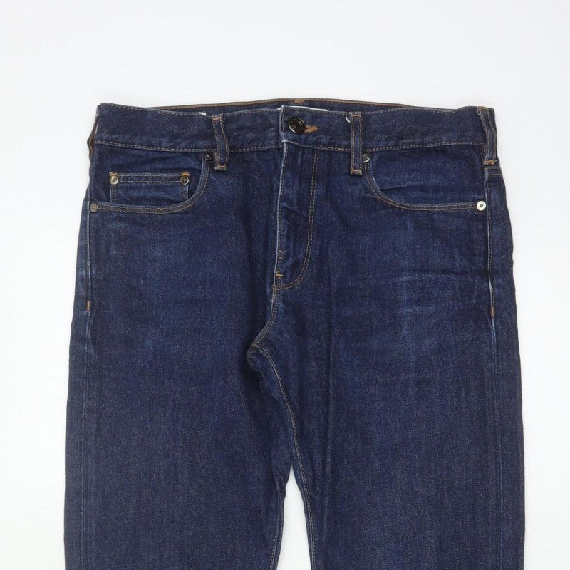 Reiss Men’s Blue 30 Slim Tapered Dark Wash Cotton Jeans