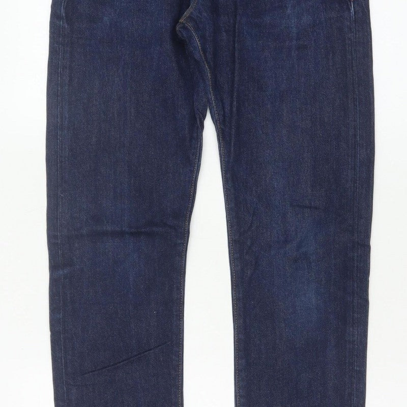 Reiss Men’s Blue 30 Slim Tapered Dark Wash Cotton Jeans