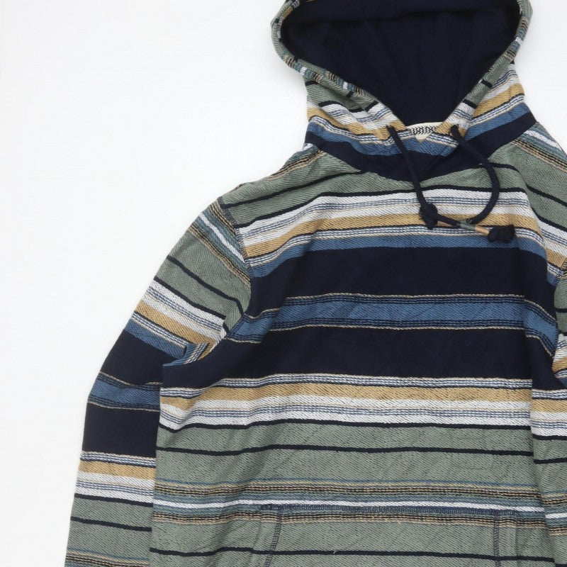 Fat Face Men’s Multicoloured Striped Pullover Hoodie XL Regular Cotton