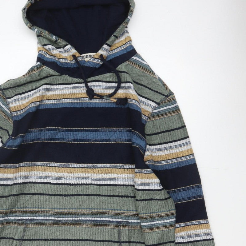 Fat Face Men’s Multicoloured Striped Pullover Hoodie XL Regular Cotton