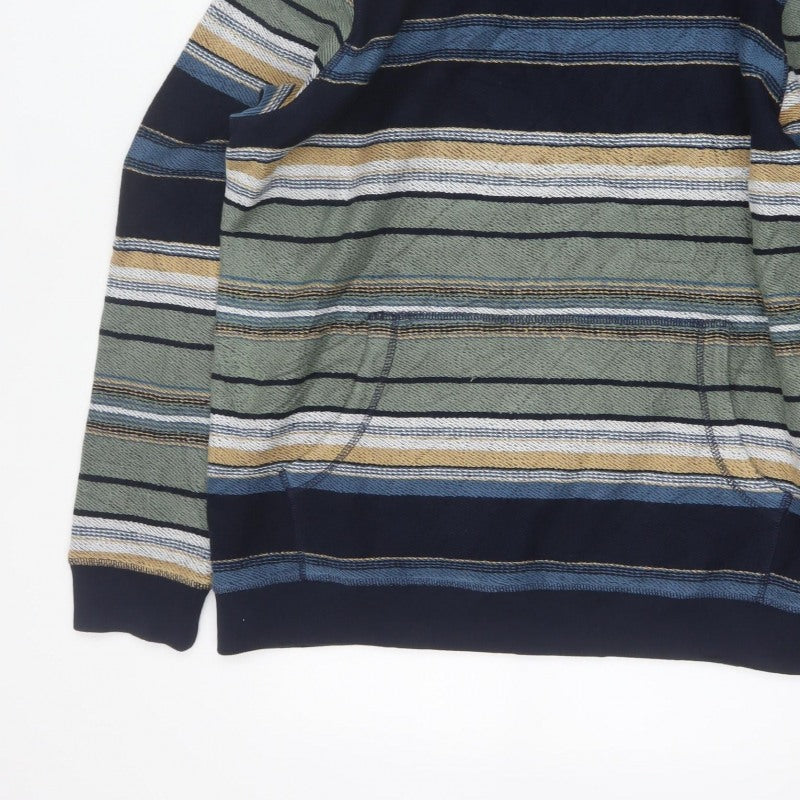 Fat Face Men’s Multicoloured Striped Pullover Hoodie XL Regular Cotton