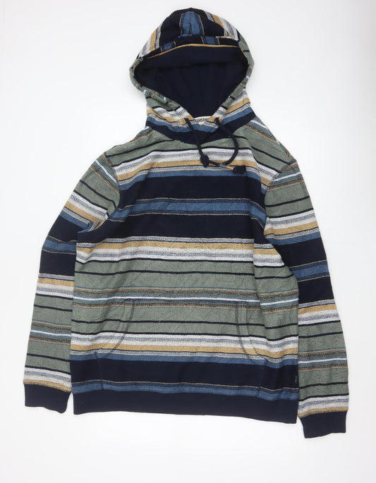 Fat Face Men’s Multicoloured Striped Pullover Hoodie XL Regular Cotton