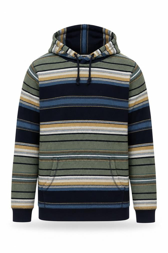 Fat Face Men’s Multicoloured Striped Pullover Hoodie XL Regular Cotton