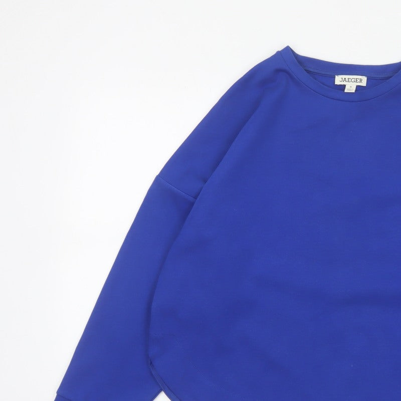 Jaeger Women Blue UK 10 Basic Crew Neck Long Sleeve Jersey Top