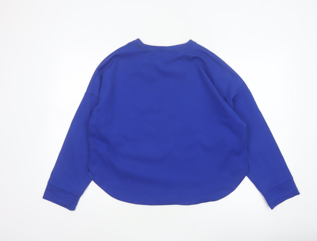 Jaeger Women Blue UK 10 Basic Crew Neck Long Sleeve Jersey Top