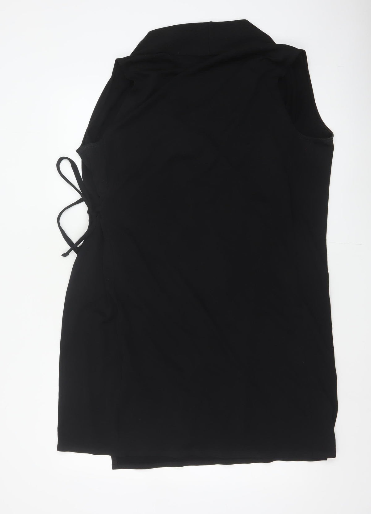 COS Women Black UK 16 Sleeveless Midi Wrap Dress Tie Belt