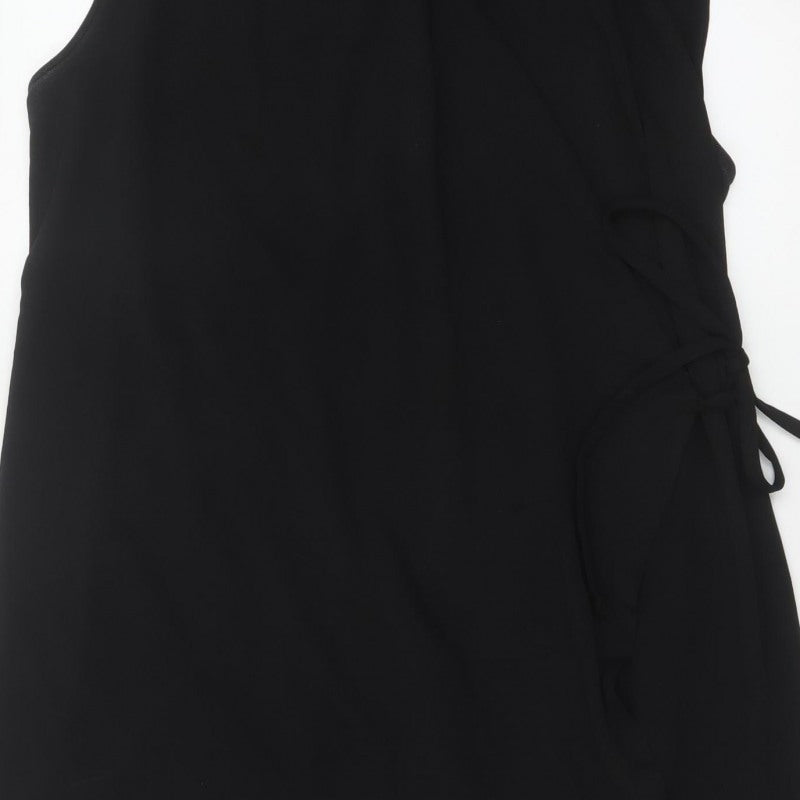COS Women Black UK 16 Sleeveless Midi Wrap Dress Tie Belt