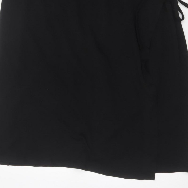 COS Women Black UK 16 Sleeveless Midi Wrap Dress Tie Belt