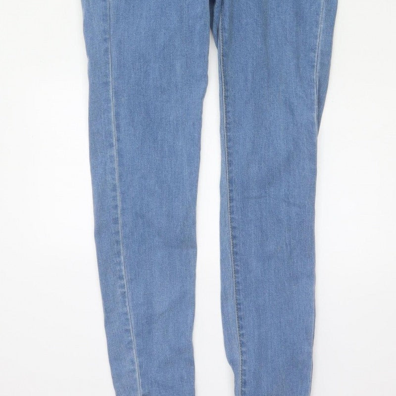 PrettyLittleThing Women Blue Denim Zip Jumpsuit UK 8 Long Sleeve