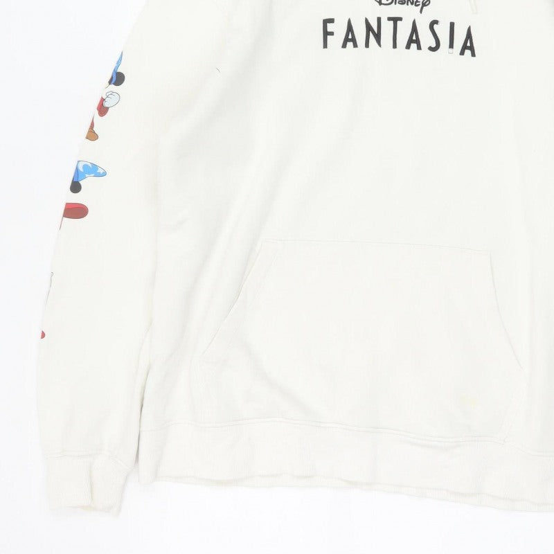 H&M Men’s Ivory L Disney Fantasia Mickey Graphic Pullover Hoodie