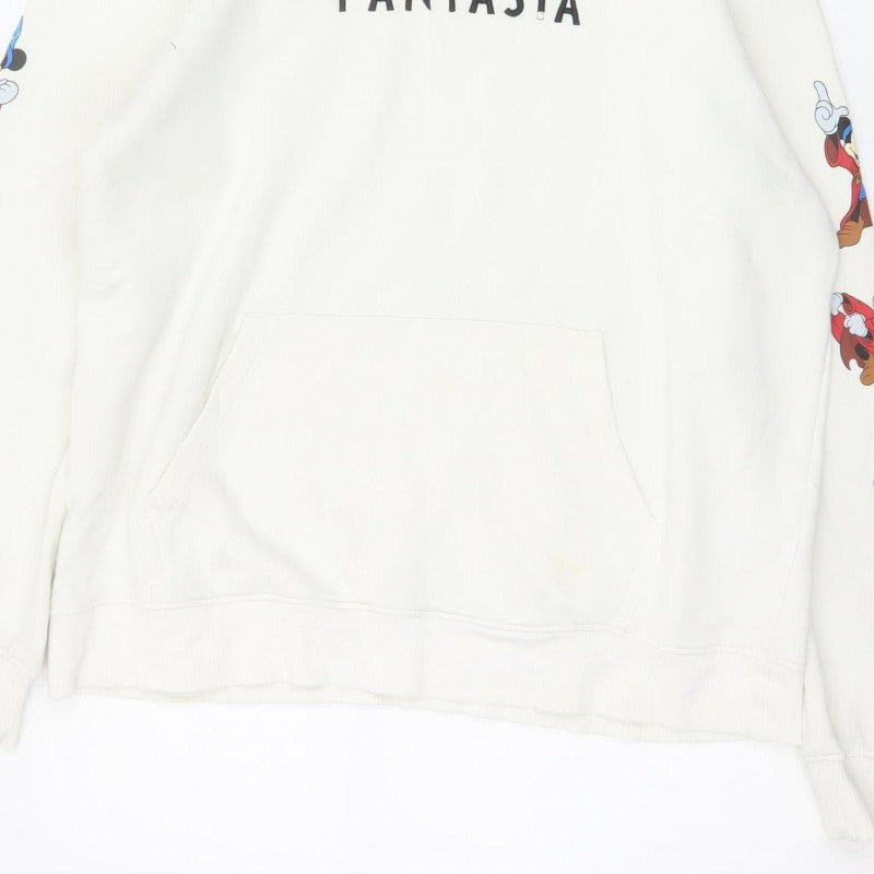 H&M Men’s Ivory L Disney Fantasia Mickey Graphic Pullover Hoodie