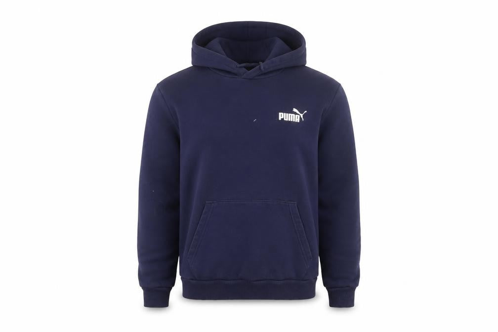 Puma Men’s Navy Blue S Pullover Hooded Logo Fleece Hoodie