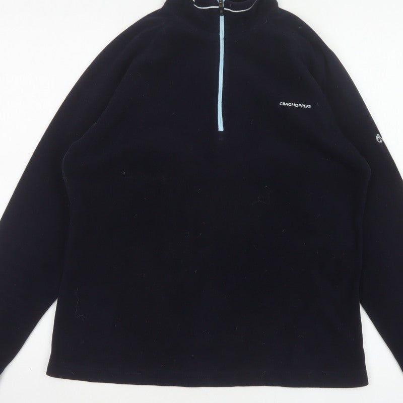 Craghoppers Women Black UK 12 Fleece 1/4 Zip High Neck Sweatshirt