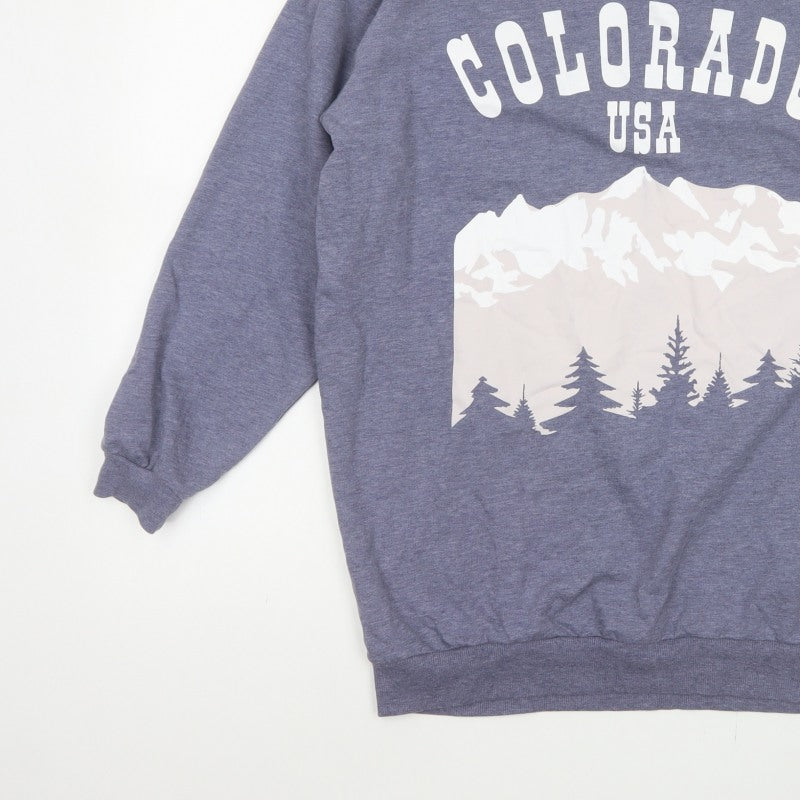 H&M Women Grey S Colorado USA Graphic Fleece Sweatshirt Pullover