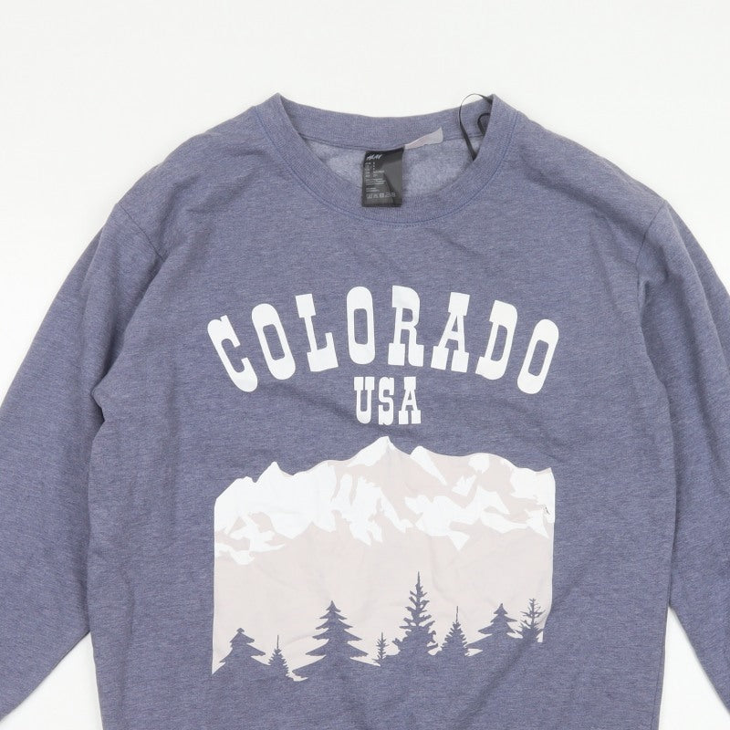 H&M Women Grey S Colorado USA Graphic Fleece Sweatshirt Pullover