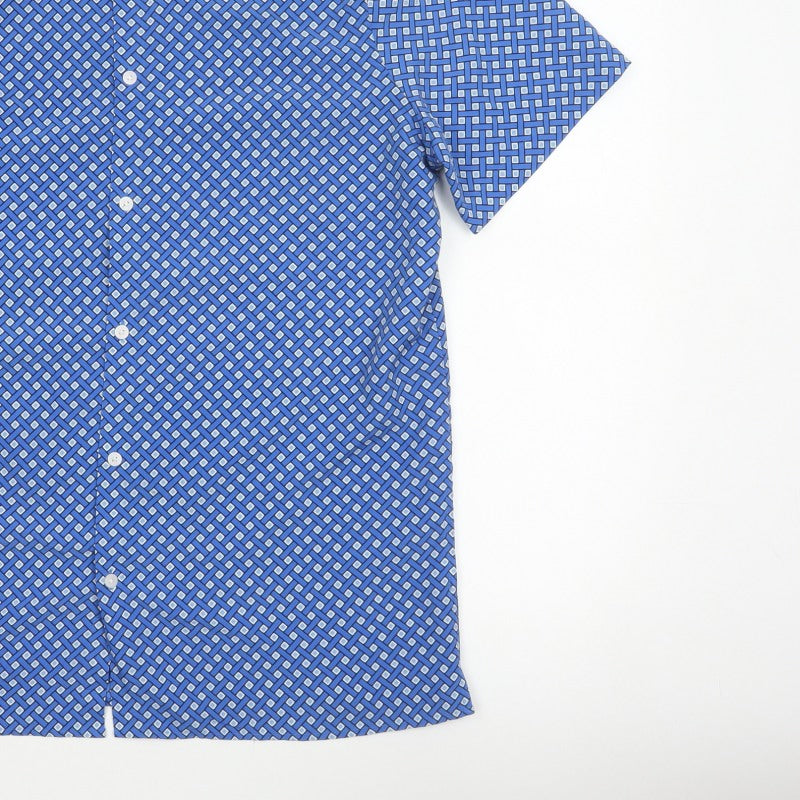 Marks and Spencer Men Blue L Geometric Short Sleeve Button-Up Shirt