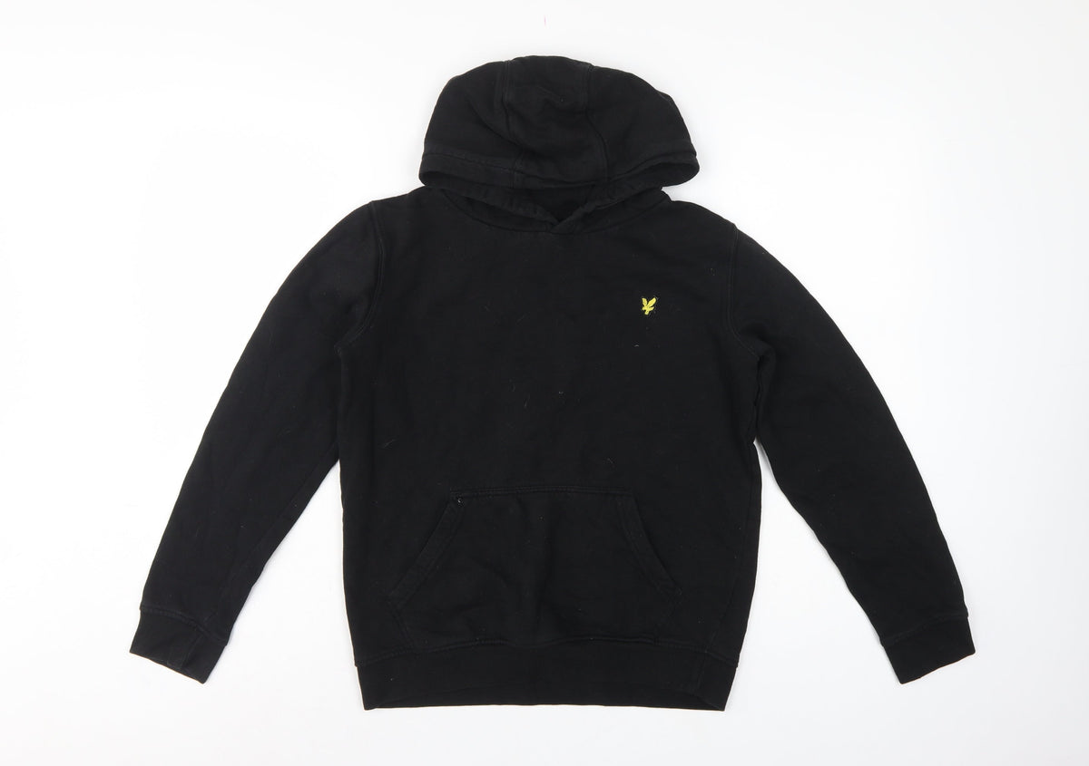Lyle & Scott Boys Black 12-13 Years Pullover Hoodie Logo Fleece
