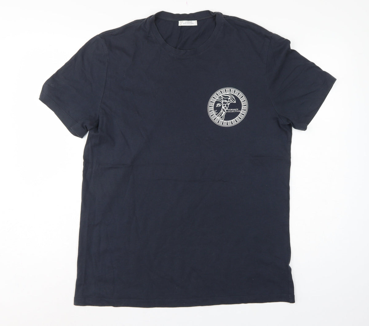 Versace Collection Men’s Blue L Medusa Logo Graphic Crew Neck T-Shirt