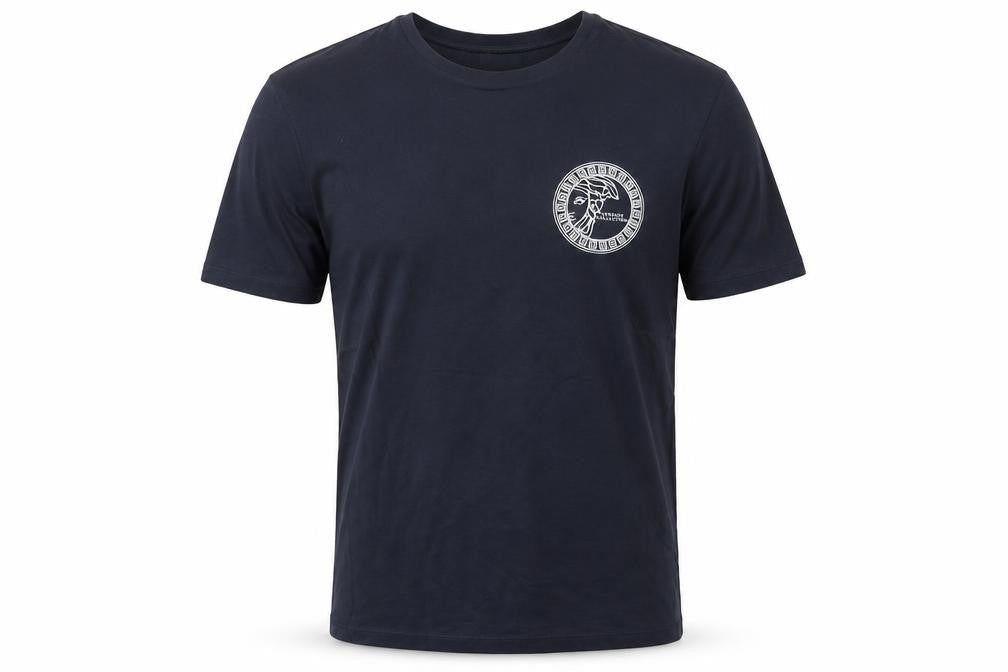 Versace Collection Men’s Blue L Medusa Logo Graphic Crew Neck T-Shirt