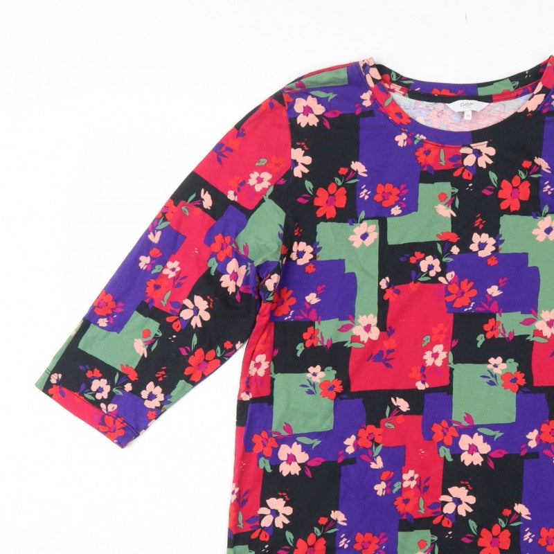 Cotton Traders Women Multicoloured UK 14 Floral 3/4 Sleeve Tunic Top