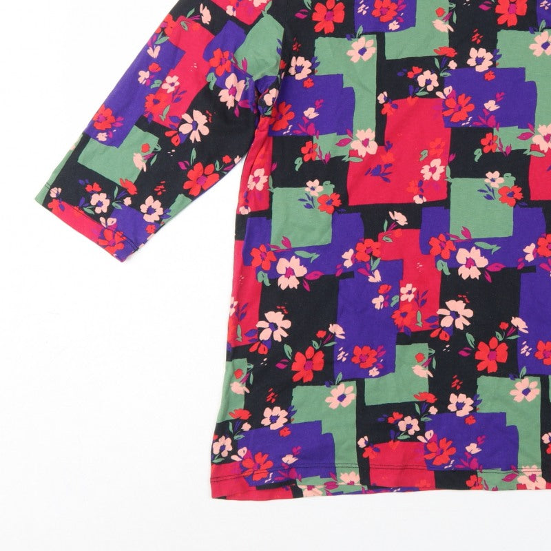 Cotton Traders Women Multicoloured UK 14 Floral 3/4 Sleeve Tunic Top