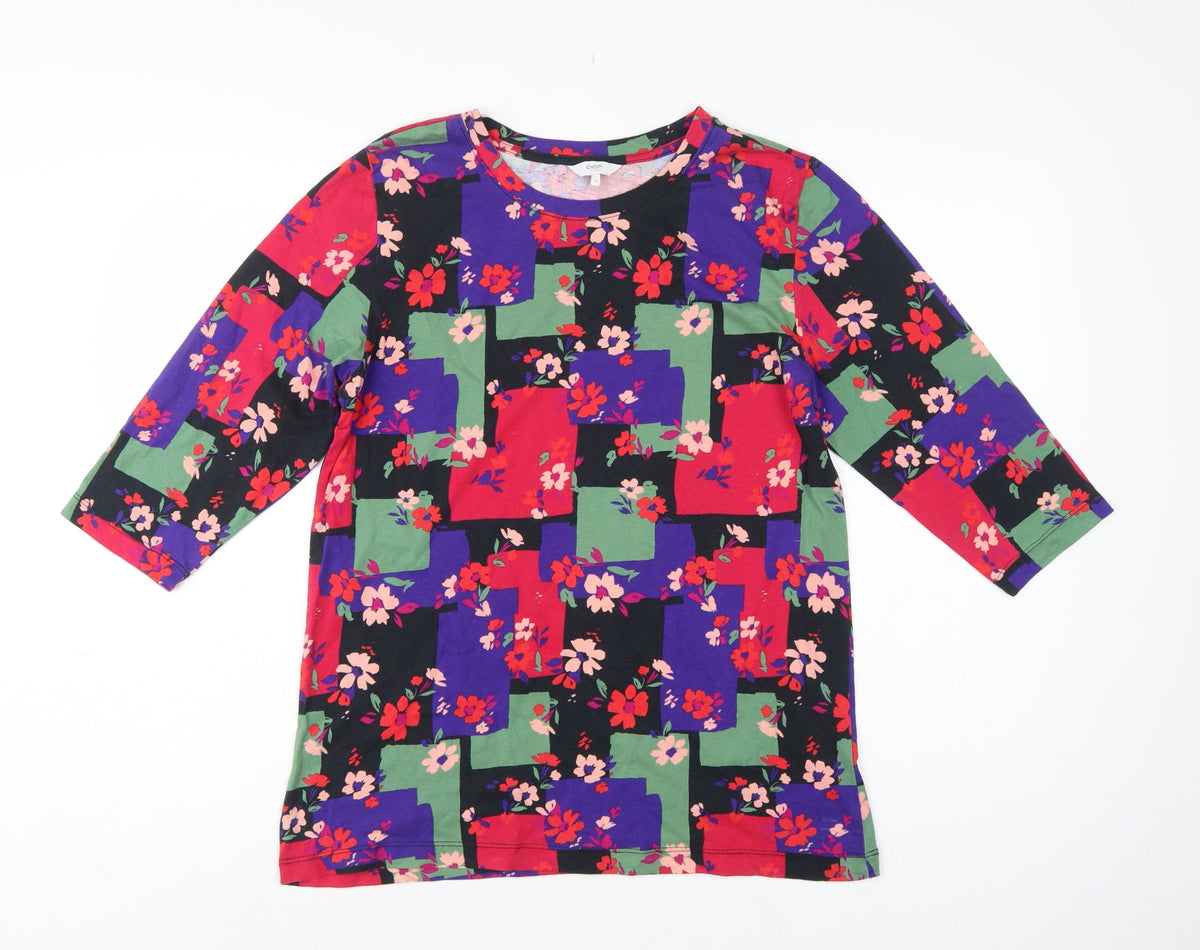 Cotton Traders Women Multicoloured UK 14 Floral 3/4 Sleeve Tunic Top