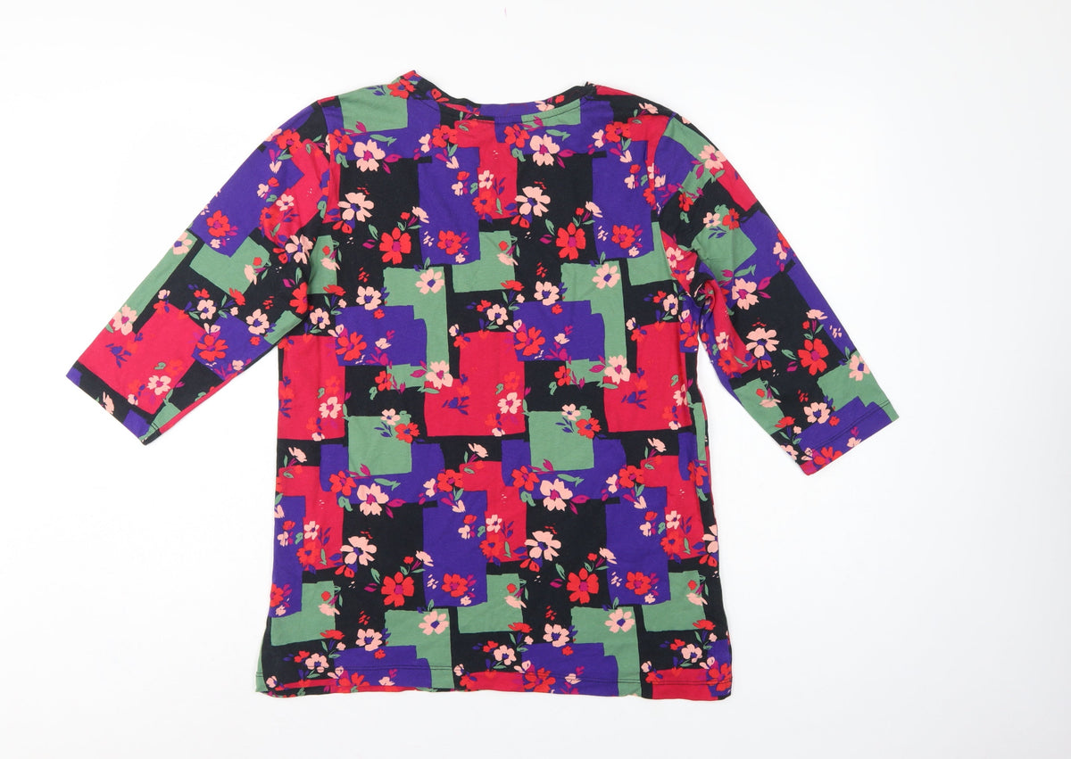 Cotton Traders Women Multicoloured UK 14 Floral 3/4 Sleeve Tunic Top