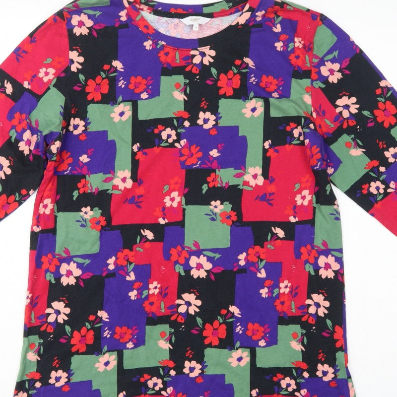 Cotton Traders Women Multicoloured UK 14 Floral 3/4 Sleeve Tunic Top