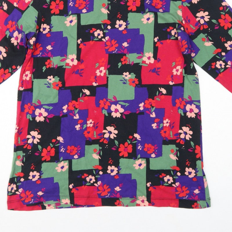 Cotton Traders Women Multicoloured UK 14 Floral 3/4 Sleeve Tunic Top