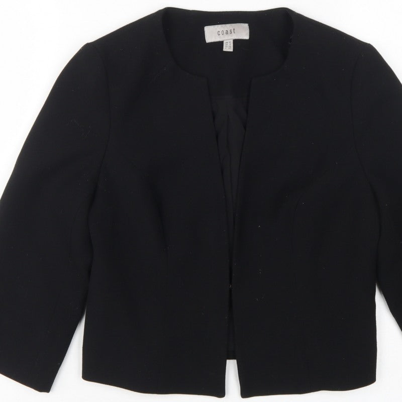 Coast Women’s Black UK 10 Tailored Lined 3/4 Sleeve Open Blazer