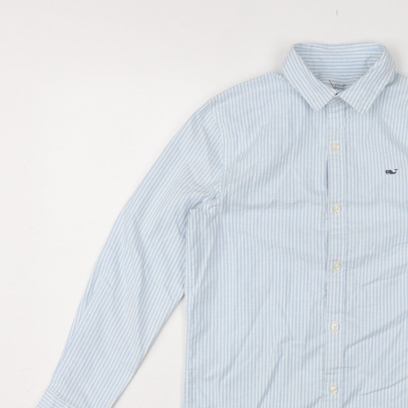Vineyard Vines Boys Blue White Stripe M 12-13 Long Sleeve Shirt