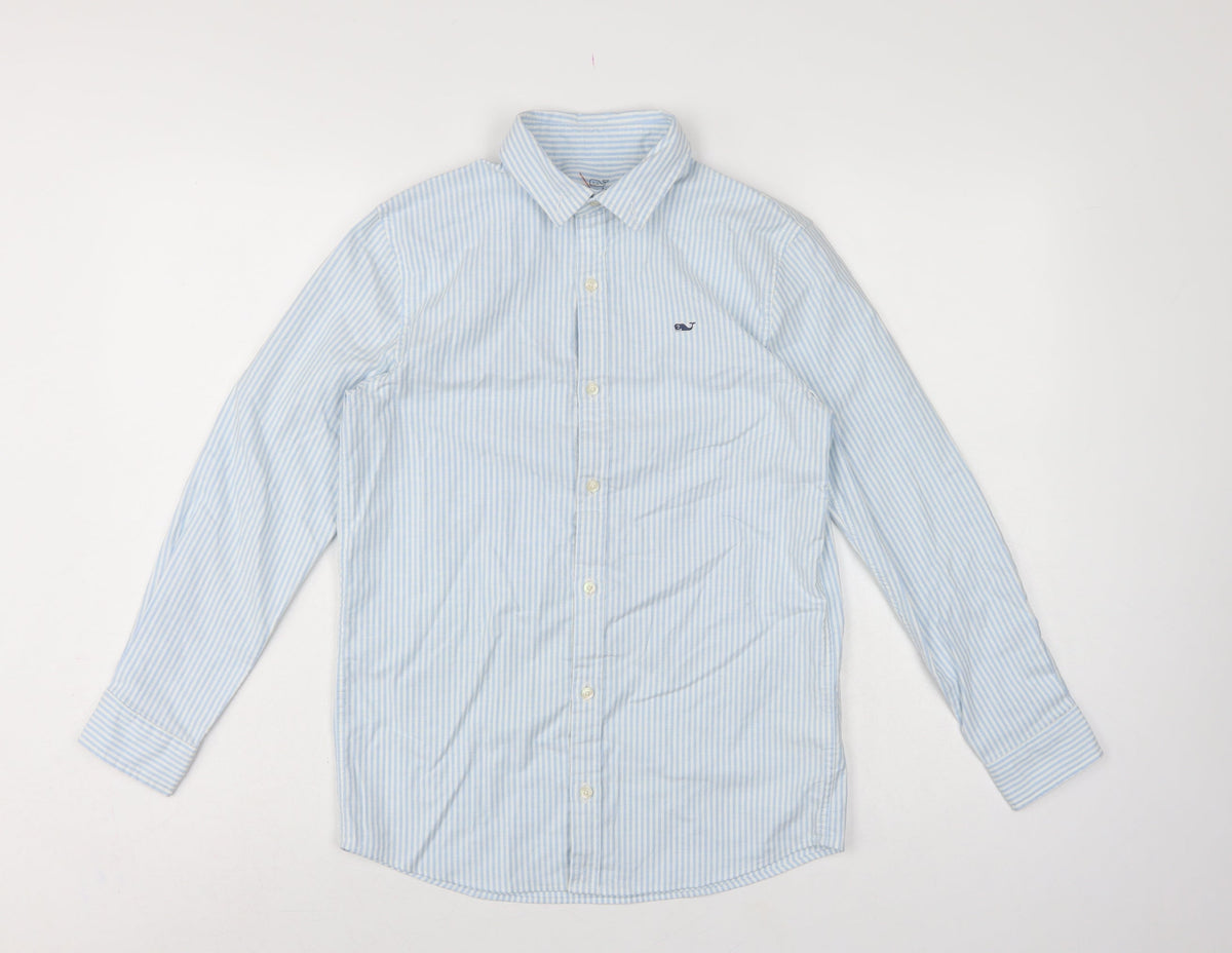 Vineyard Vines Boys Blue White Stripe M 12-13 Long Sleeve Shirt