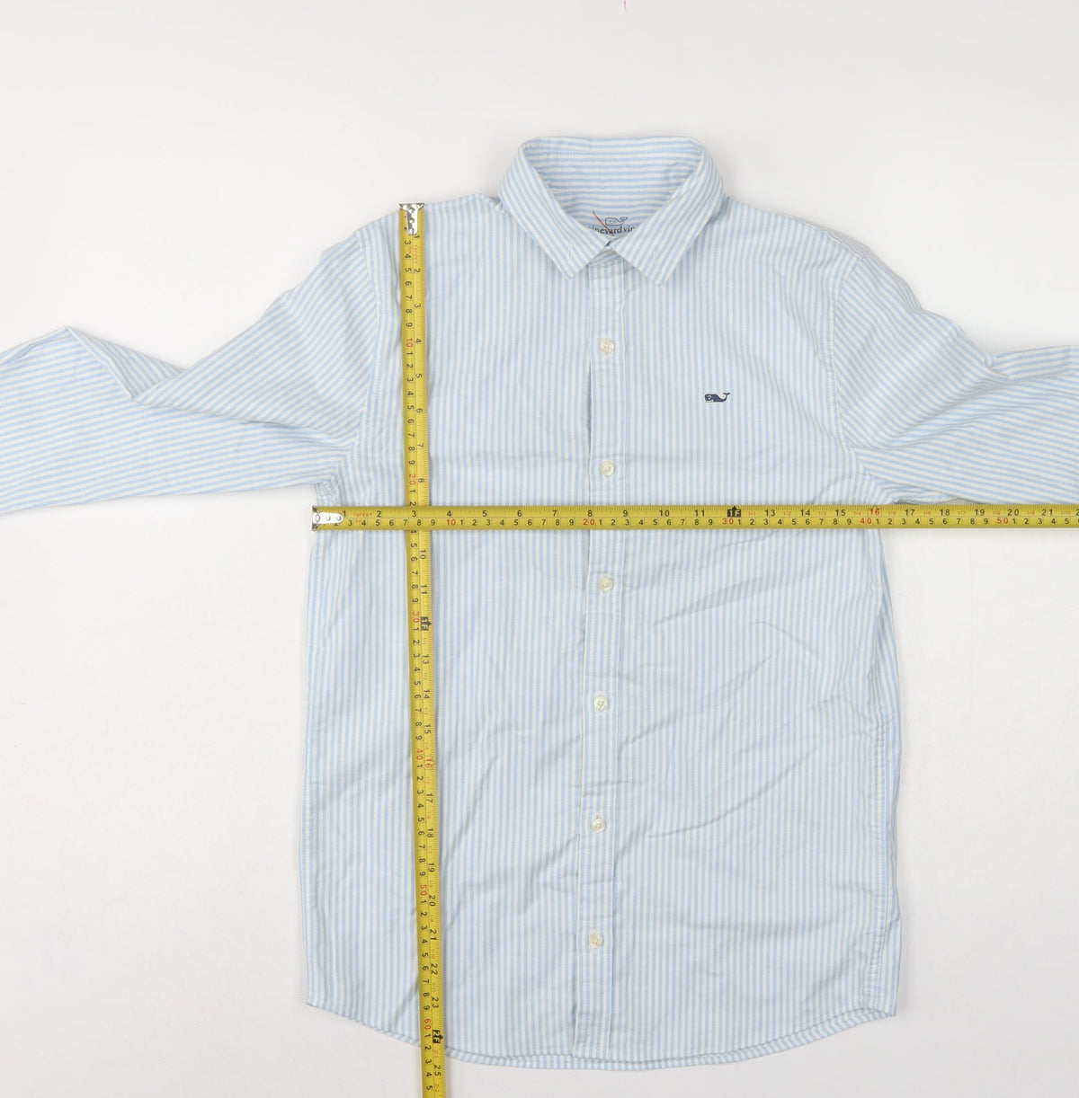 Vineyard Vines Boys Blue White Stripe M 12-13 Long Sleeve Shirt