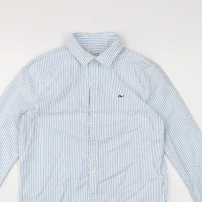 Vineyard Vines Boys Blue White Stripe M 12-13 Long Sleeve Shirt