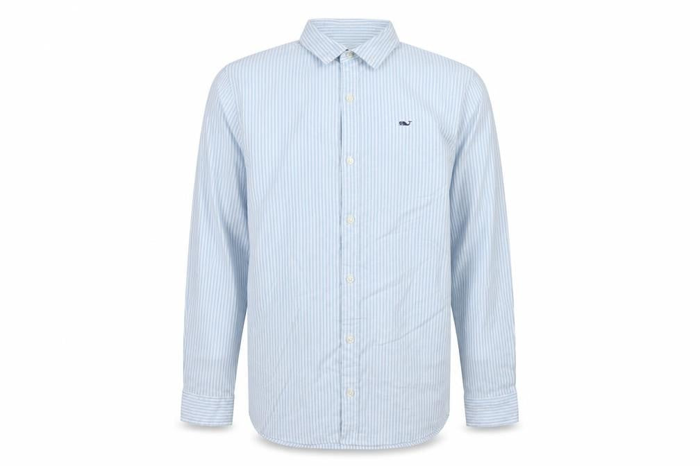 Vineyard Vines Boys Blue White Stripe M 12-13 Long Sleeve Shirt