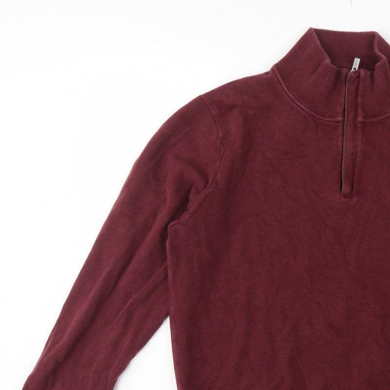 GANT Men's Red L 1/2 Zip Mock Neck Cotton Sweatshirt Logo