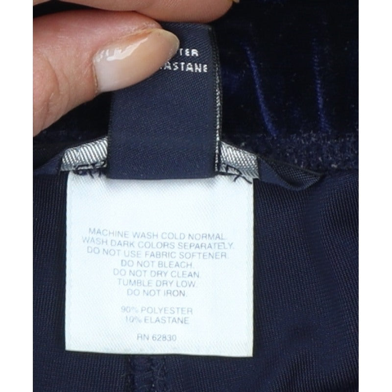 Lands' End Women Blue M Velvet Straight Leg Trousers Elastic Waist
