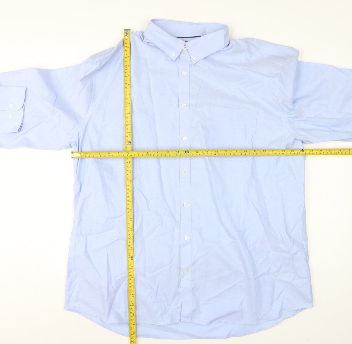 Marks and Spencer Men's Blue 18.5 Cotton Button-Down Dress Shirt