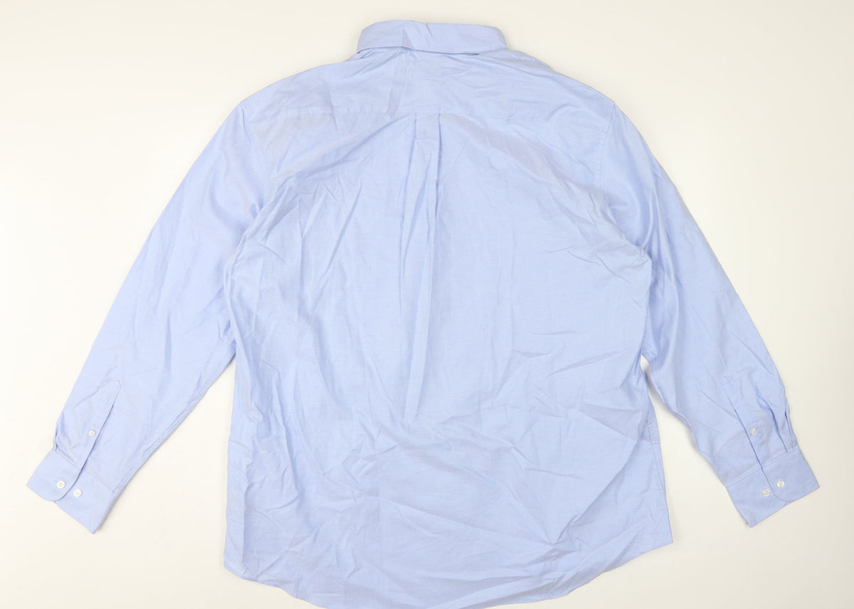 Marks and Spencer Men's Blue 18.5 Cotton Button-Down Dress Shirt