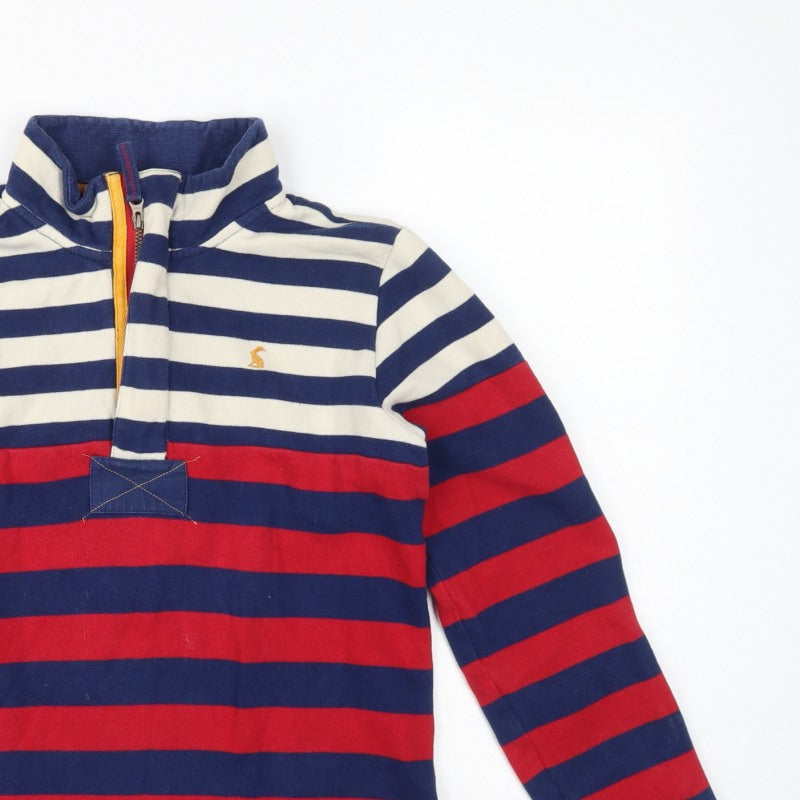 Joules Girls Multicoloured 11-12 Years Striped 1/4 Zip Rugby Sweatshirt