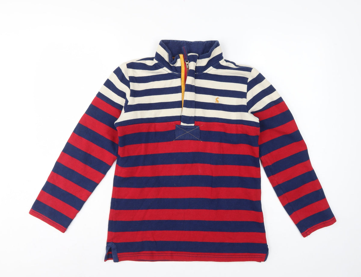 Joules Girls Multicoloured 11-12 Years Striped 1/4 Zip Rugby Sweatshirt