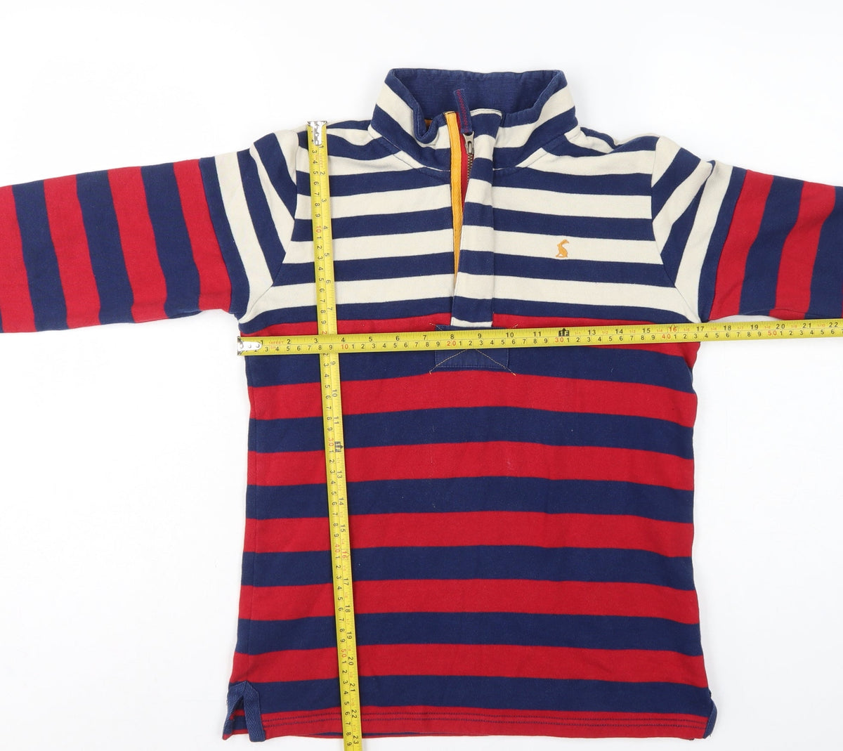 Joules Girls Multicoloured 11-12 Years Striped 1/4 Zip Rugby Sweatshirt